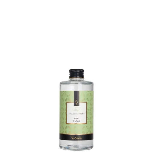 Refil Difusor de Varetas Capim Limão Via Aroma - 250ml Produto Refil Difusor de Varetas Capim Limão Via Aroma - 250ml
