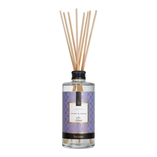 Refil Difusor de Varetas Lavanda Via Aroma - 250ml Produto Refil Difusor de Varetas Lavanda Via Aroma - 250ml