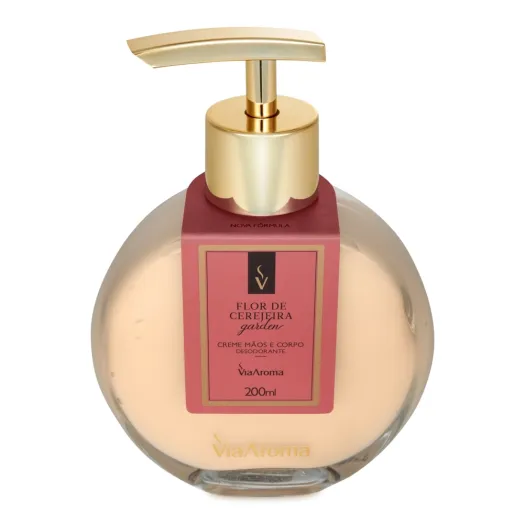 Creme Hidratante Desodorante Mãos e Corpo Flor de Cerejeira Via Aroma - 200ml Produto Creme Hidratante Desodorante Mãos e Corpo Flor de Cerejeira Via Aroma - 200ml
