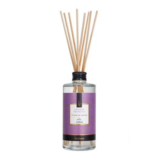 Refil Difusor de Varetas Lavanda Francesa Via Aroma - 250ml Produto Refil Difusor de Varetas Lavanda Francesa Via Aroma - 250ml