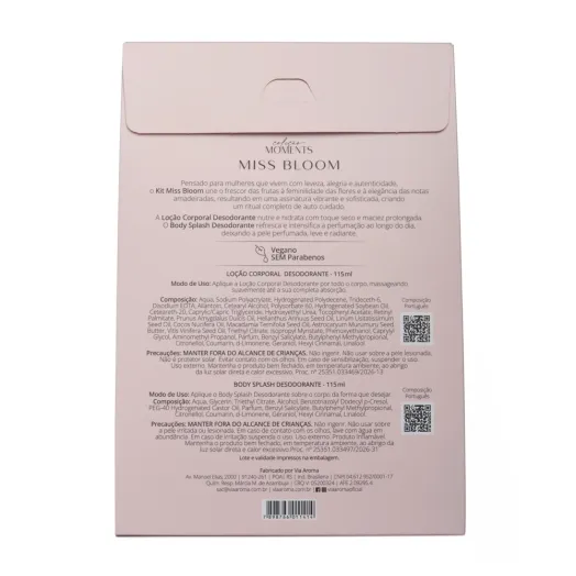 Kit Moments Miss Bloom Body Splash mais Loção Corporal - Via Aroma Produto Kit Moments Miss Bloom Body Splash mais Loção Corporal - Via Aroma