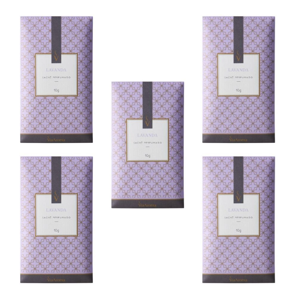 Kit 5 Sachê Perfumado Lavanda 10g Via Aroma 