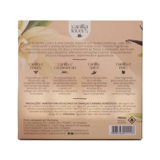 Kit Vanilla Lovers Via Aroma - 4 Essências Produto Kit Vanilla Lovers Via Aroma - 4 Essências