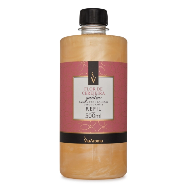Refil Sabonete L&Atilde;&shy;quido Desodorante Flor de Cerejeira Via Aroma - 500ml
