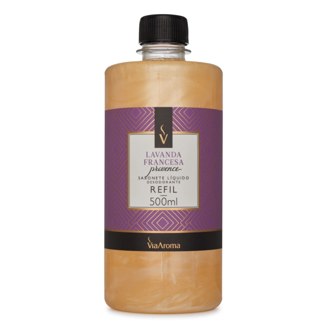 Refil Sabonete L&Atilde;&shy;quido Desodorante Lavanda Francesa Via Aroma - 500ml
