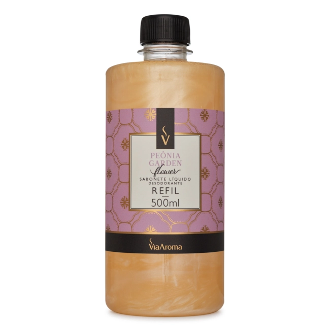 Refil Sabonete L&Atilde;&shy;quido Desodorante Pe&Atilde;&acute;nia Garden Via Aroma - 500ml