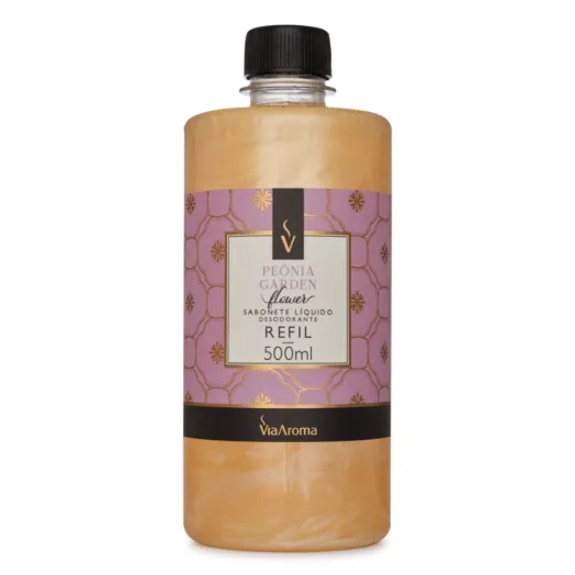 Refil Sabonete Líquido Desodorante Peônia Garden Via Aroma - 500ml Produto Refil Sabonete Líquido Desodorante Peônia Garden Via Aroma - 500ml
