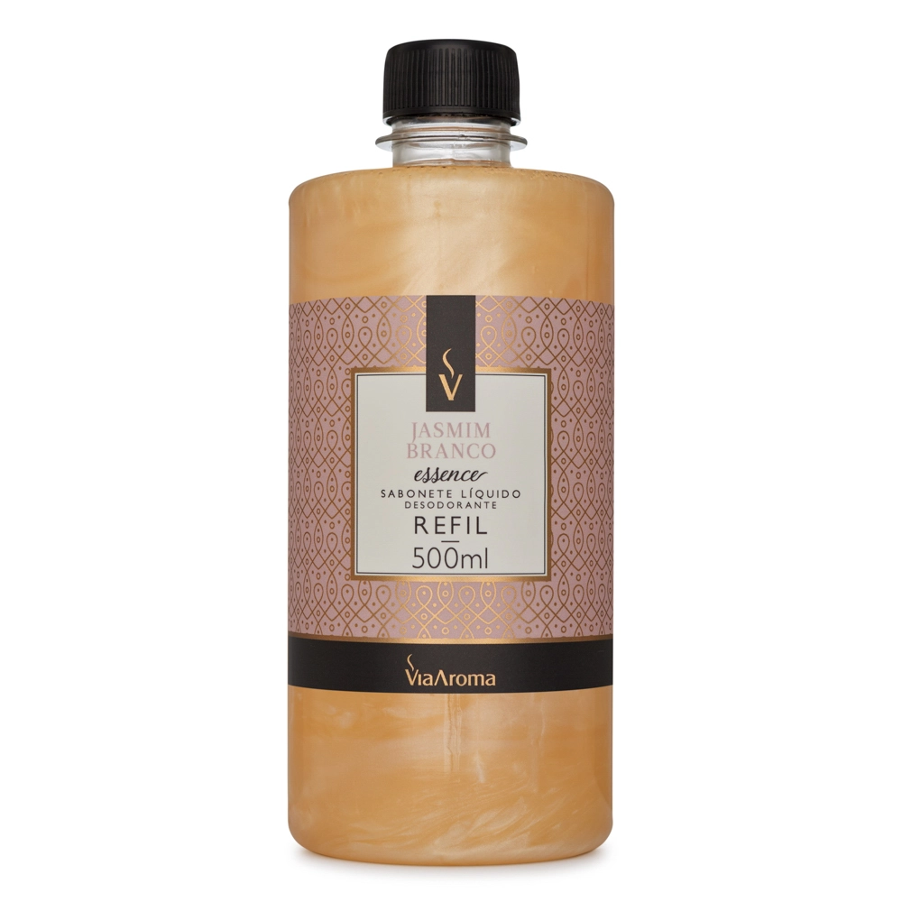 Refil Sabonete L&Atilde;&shy;quido Desodorante Jasmim Branco Via Aroma - 500ml Frente