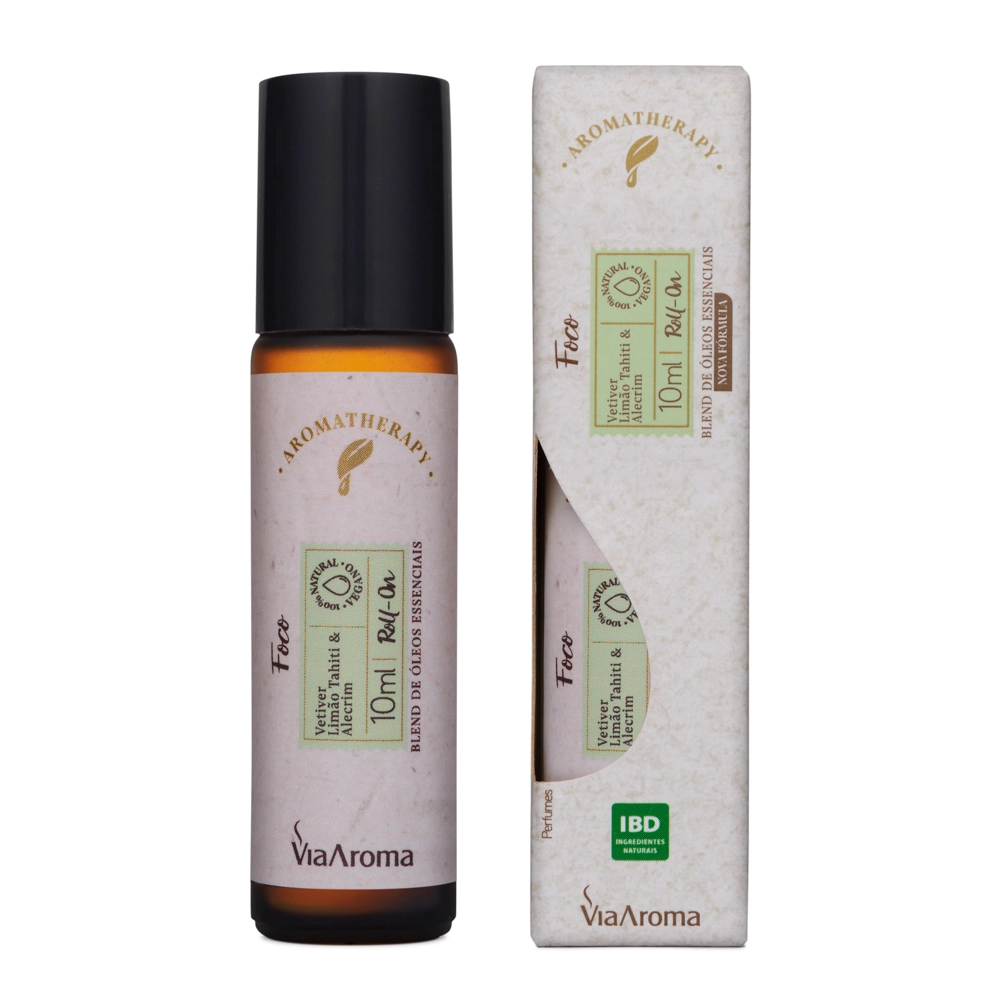 Roll-On Blend Óleos Essenciais Foco Via Aroma - 10ml Embalagem 