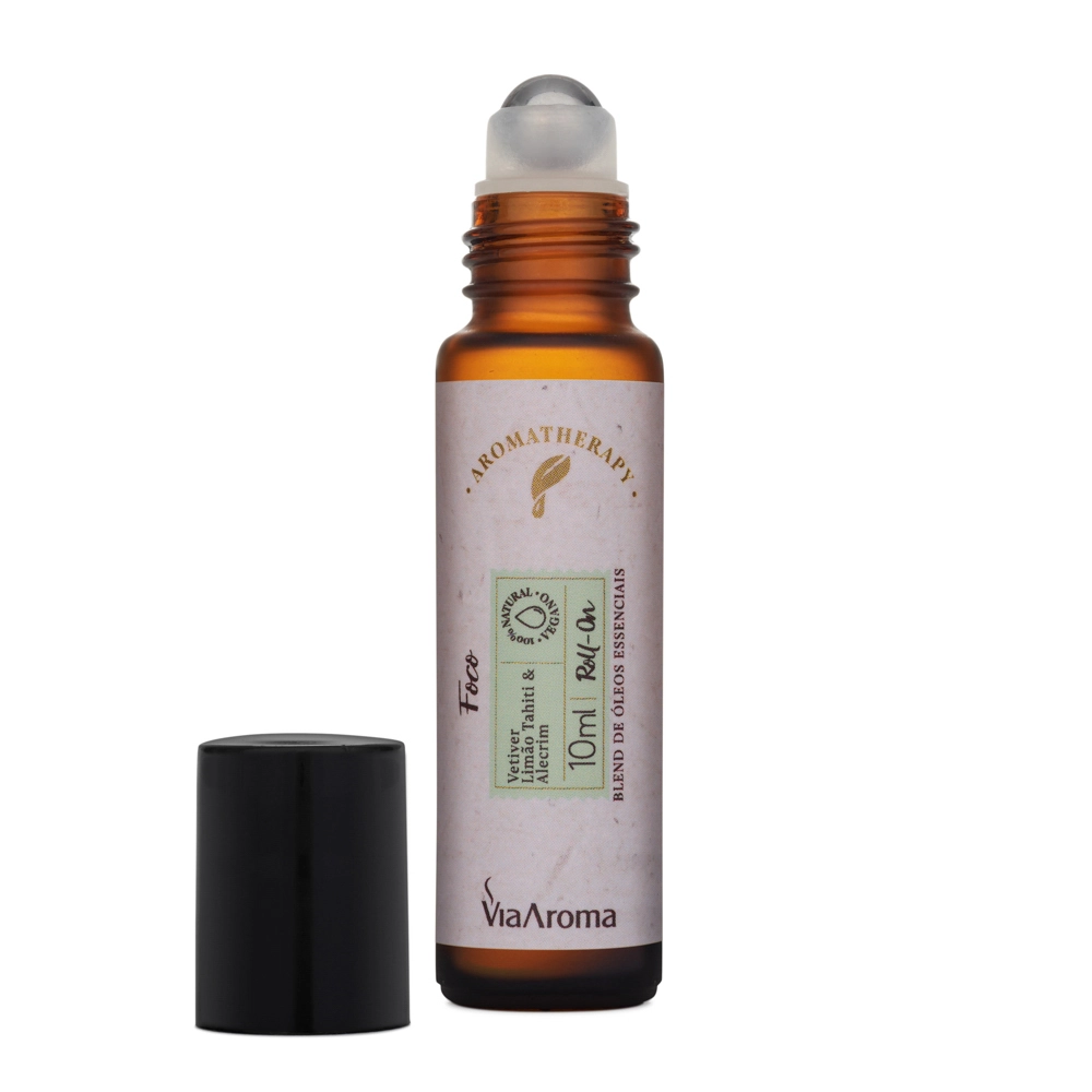 Roll-On Blend Óleos Essenciais Foco Via Aroma - 10ml Sem tampa