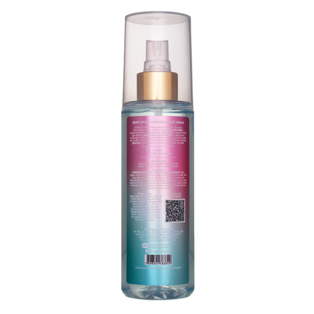 Body Splash Desodorante Intense Passion Via Aroma - 200ml