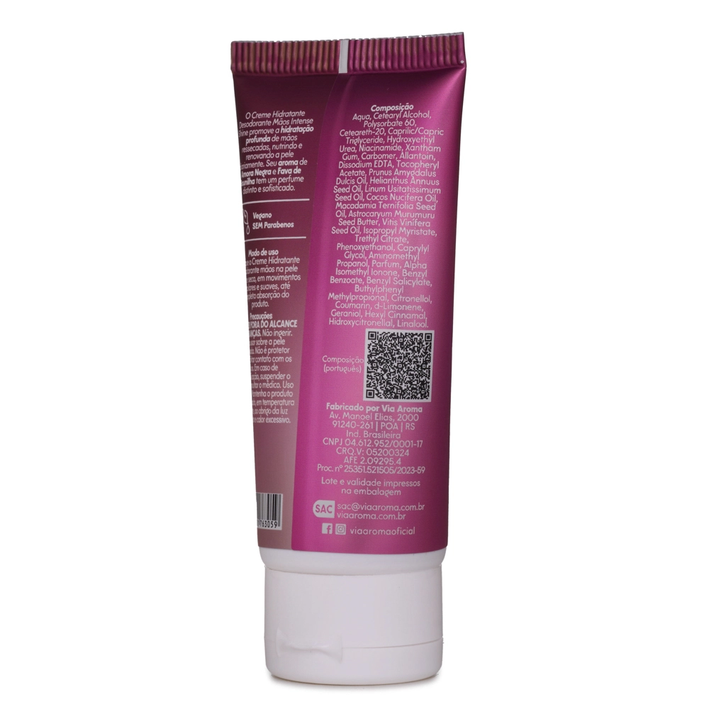 Creme Hidratante Desodorante Mãos Intense Shine Via Aroma - 60g