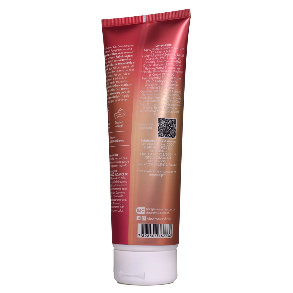 Shower Gel Desodorante Intense Fun Via Aroma - 250ml