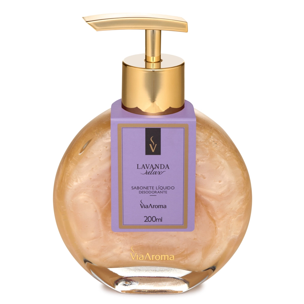Sabonete Líquido Desodorante Lavanda Via Aroma - 200ml acima da tampa