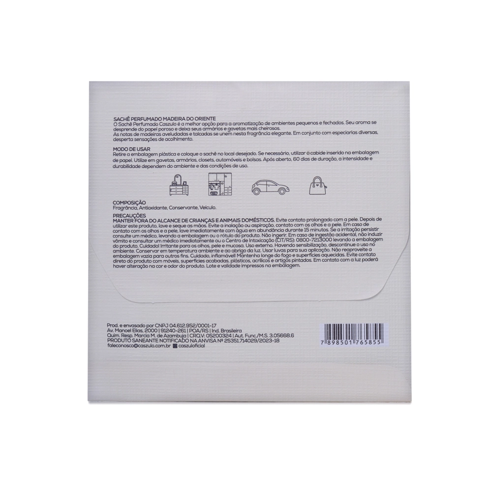 Sachê Perfumado Madeira do Oriente Caszulo - 20g Traseira