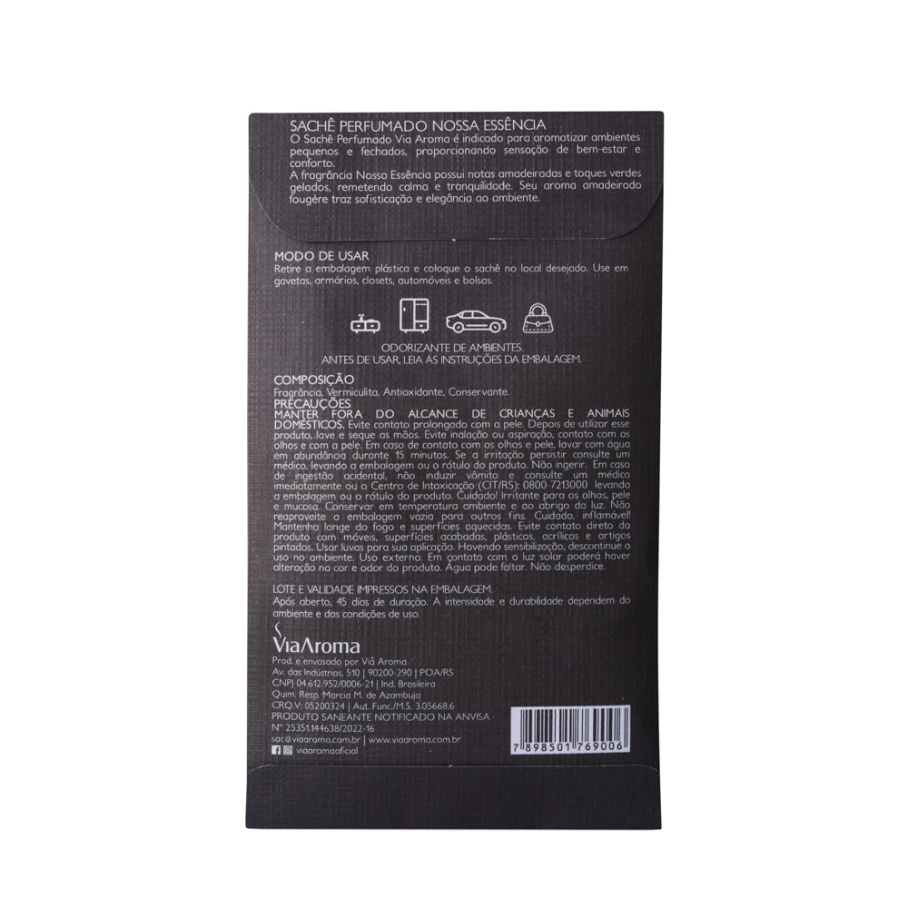 Sachê Perfumado Nossa Essência Via Aroma - 10g Traseira