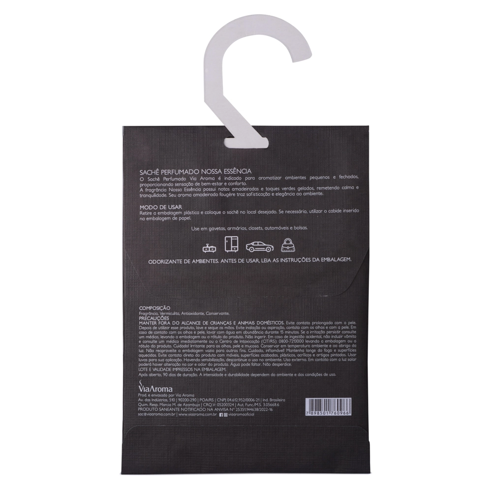 Sachê Perfumado Nossa Essência Via Aroma - 25g Traseira com gancho 