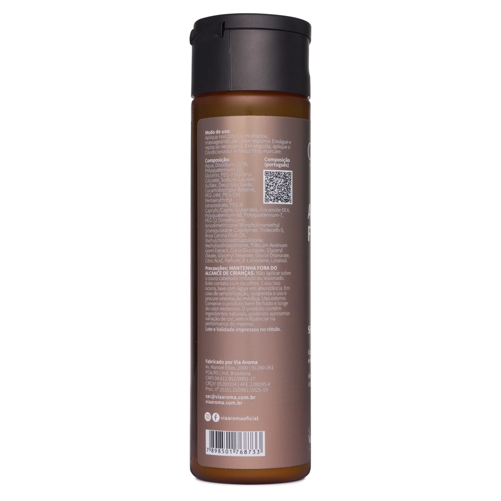 Shampoo Antifrizz Only Haircare Via Aroma - 250ml lateral esquerda 