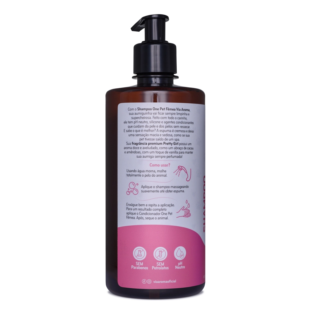 Shampoo One Pet Fêmea Via Aroma – 500 ml lateral esquerda