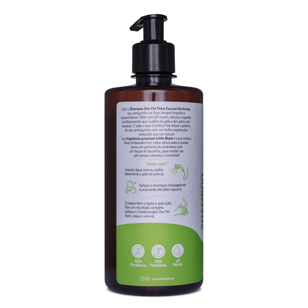 Shampoo One Pet Pelos Escuros Via Aroma – 500 ml Lateral esquerda