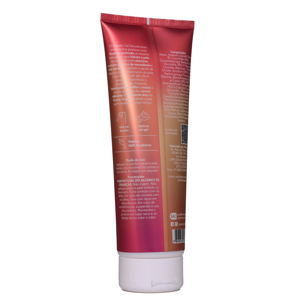  Shower Gel Desodorante Intense Fun Via Aroma - 250ml Lateral direito